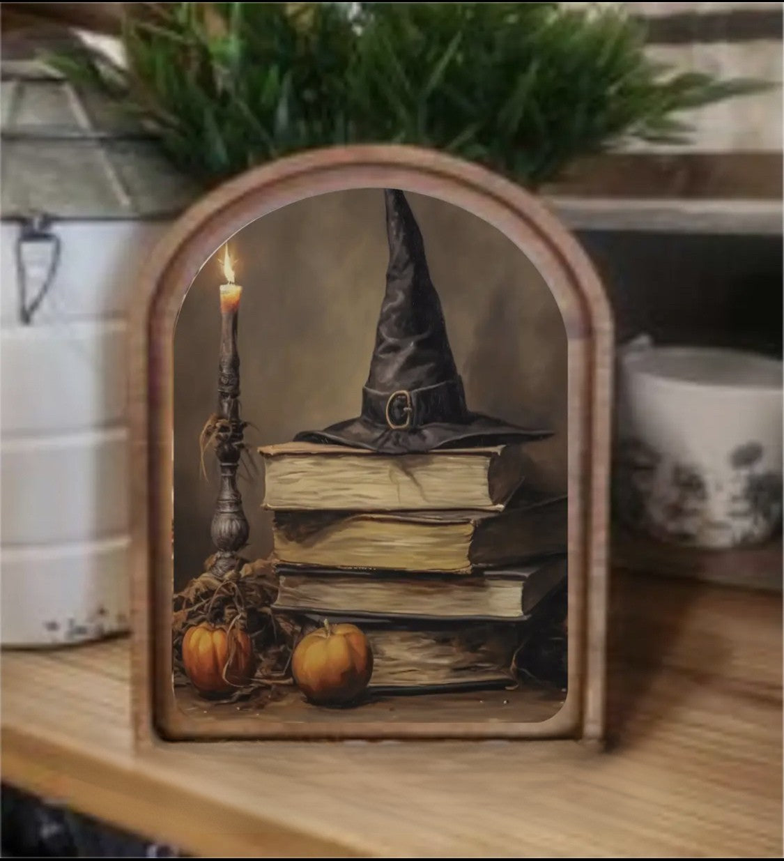 **PREORDER** Arch Top Halloween Books Framed Art