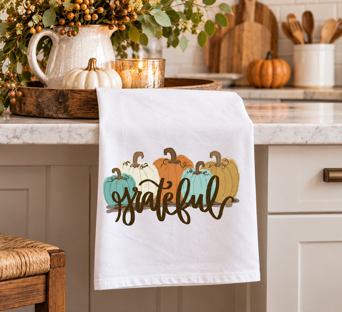 Grateful Pumpkin Tea Towel