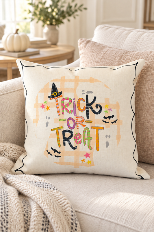 Trick or Treat with Ghosts Square Pillow