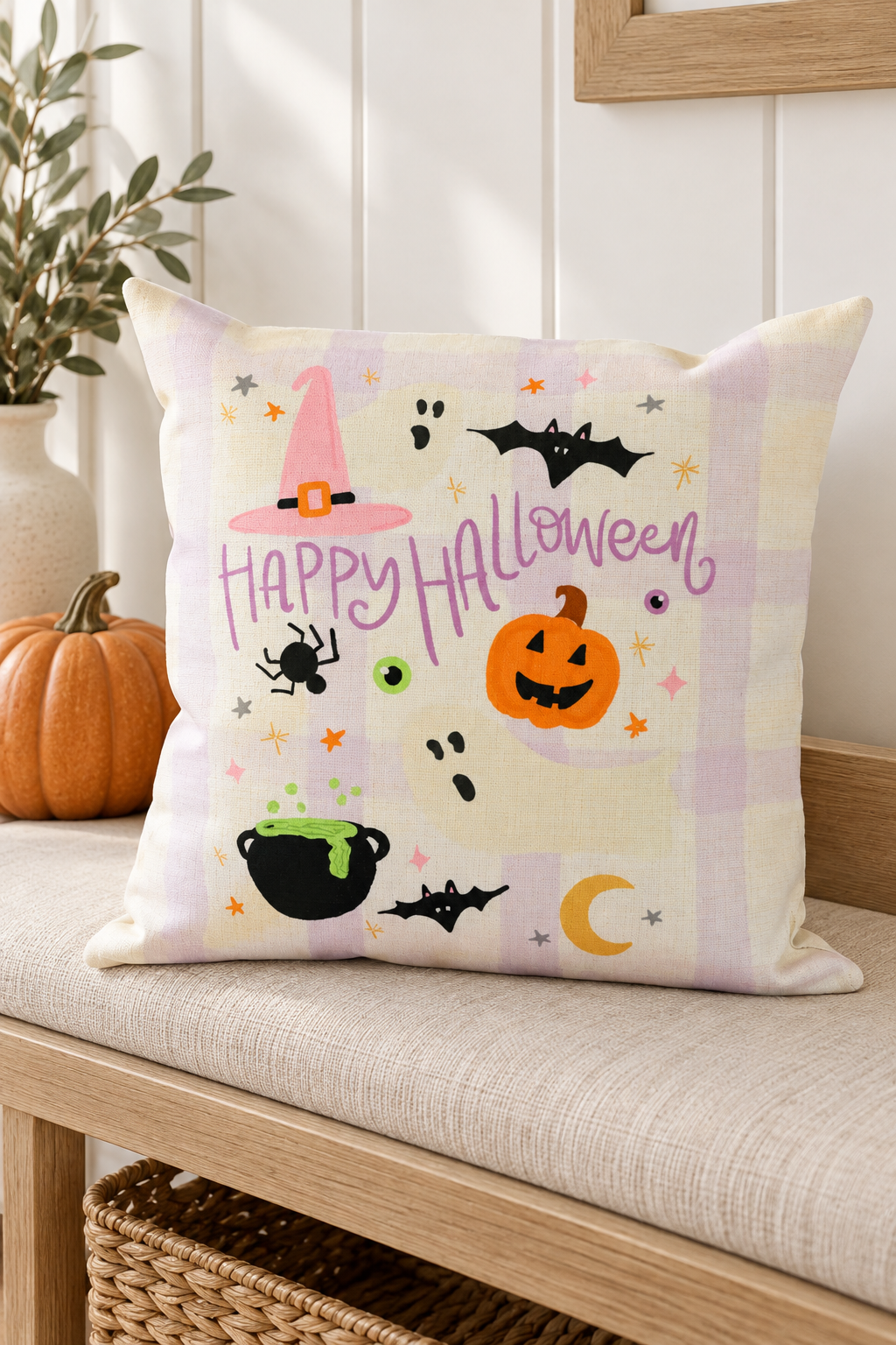 Happy Halloween Icons Square Pillow