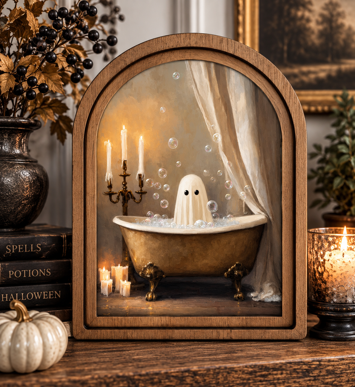 Ghost in the Tub Framed Art by Redeemed Decor