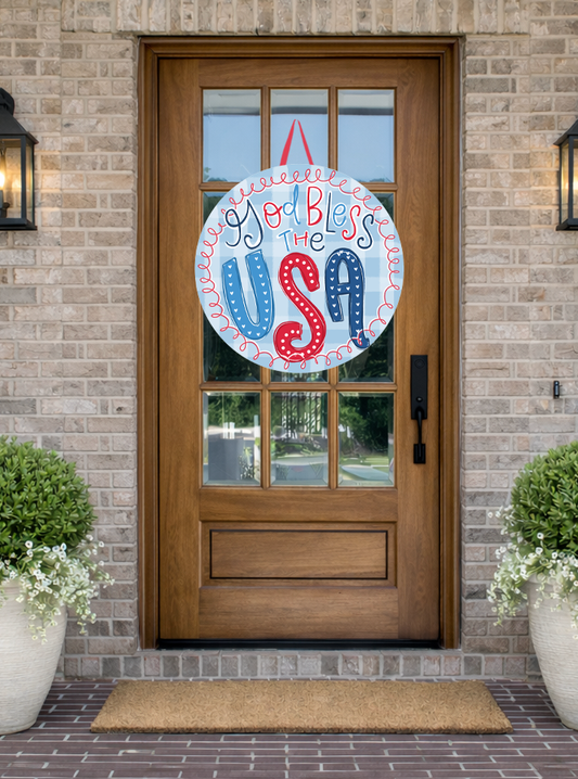 God Bless the USA Door Hanger by Doodles By Rebekah