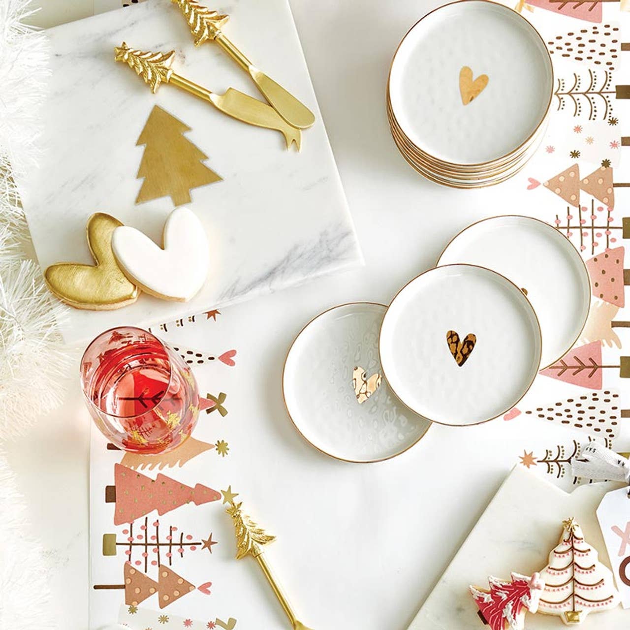 Gold Foil Heart Ceramic Appetizer Plates