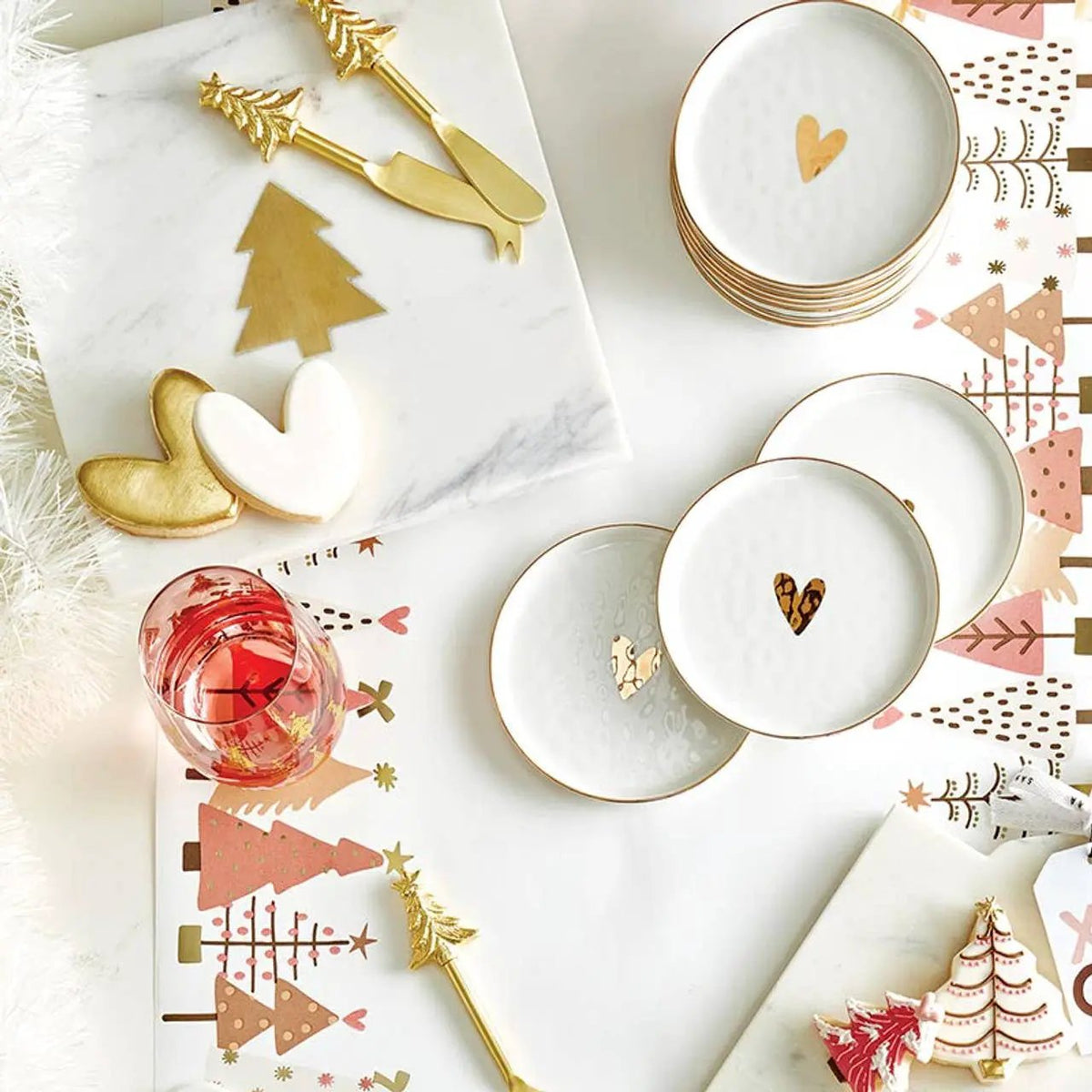 Gold Foil Heart Ceramic Appetizer Plates by Santa Barbara Design Studio by Creative Brands