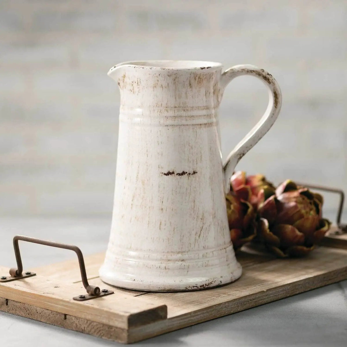 GLAZED CERAMIC PITCHER by Sullivans Home Decor