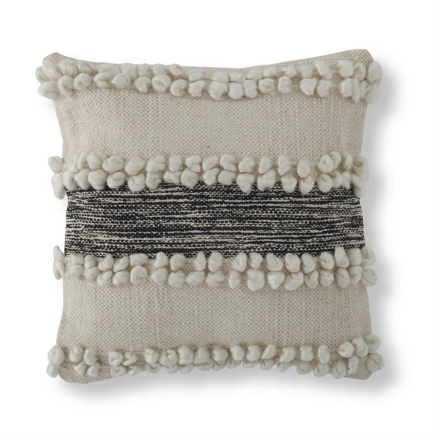 18in Square Cream & Black Boho Yarn Dot Pillow - 49th & Magnolia