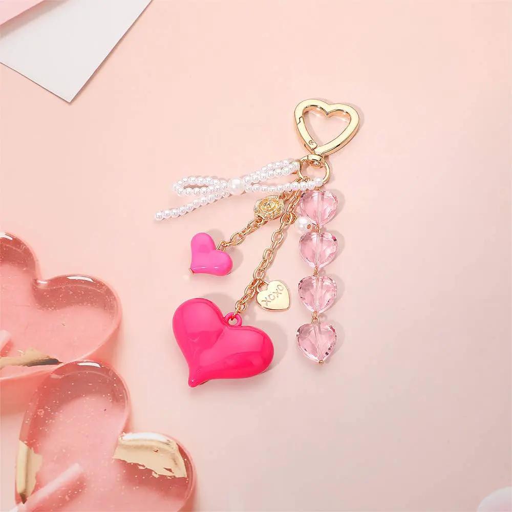 Heart Charm XOXO Message Pearl Beaded Bow Charm Keychain Bag Charm by Sensibling Corp.