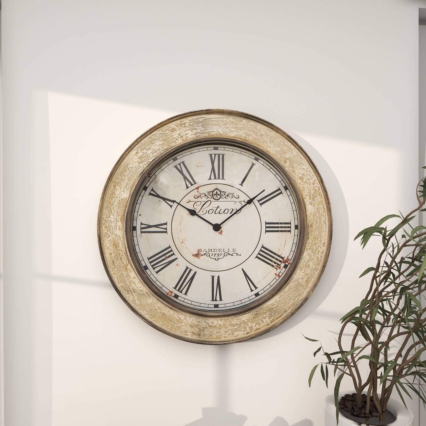 Vintage Cream Wooden Wall Clock - 49th & Magnolia