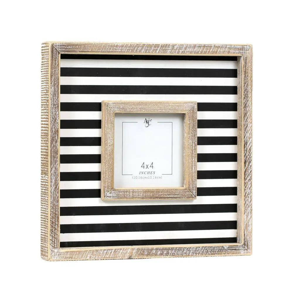 Black & White Stripes Wood Photo Frame by Adams & Co.