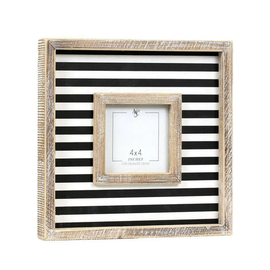 Black & White Stripes Wood Photo Frame by Adams & Co.