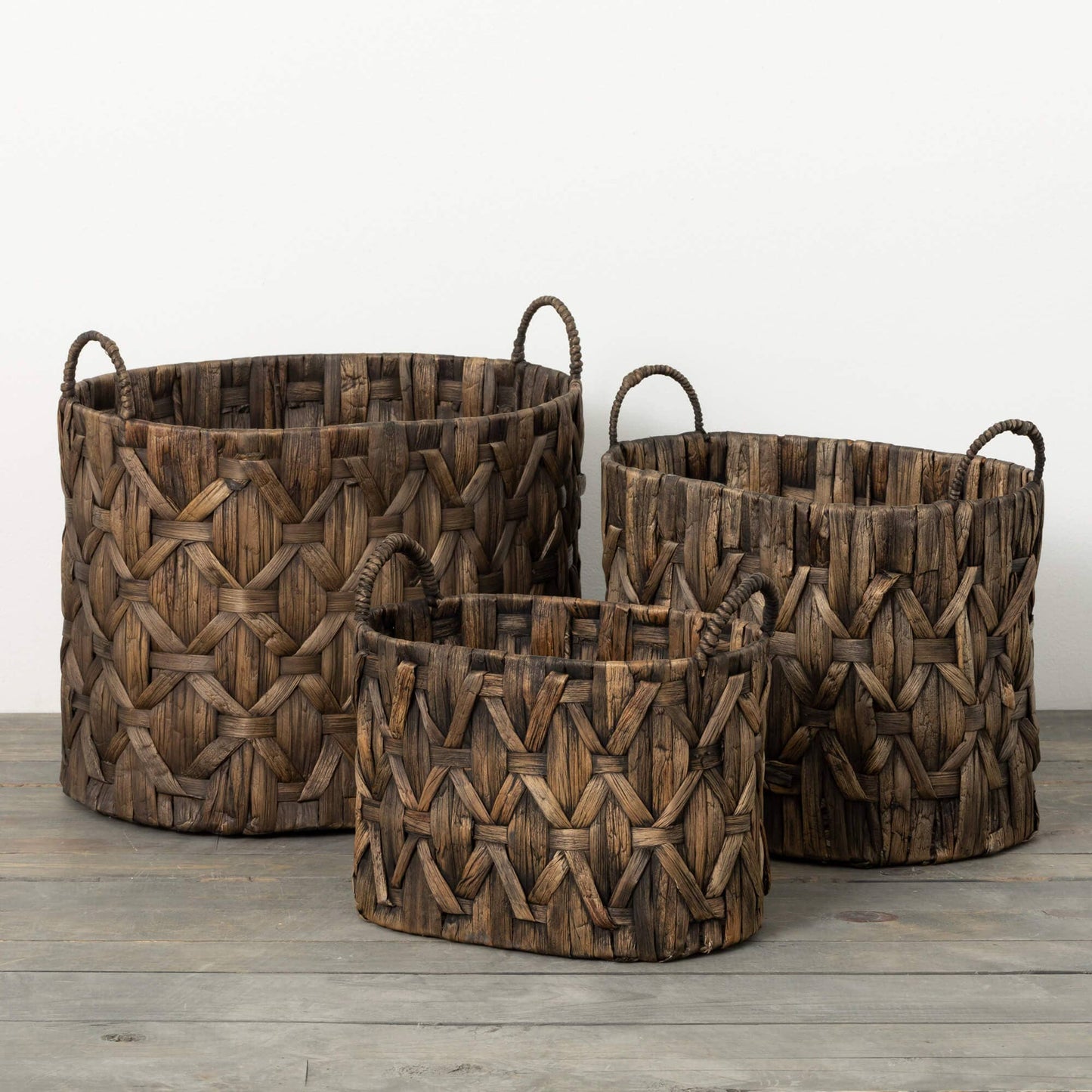 DARK BROWN WOVEN BASKET TRIO - 49th & Magnolia