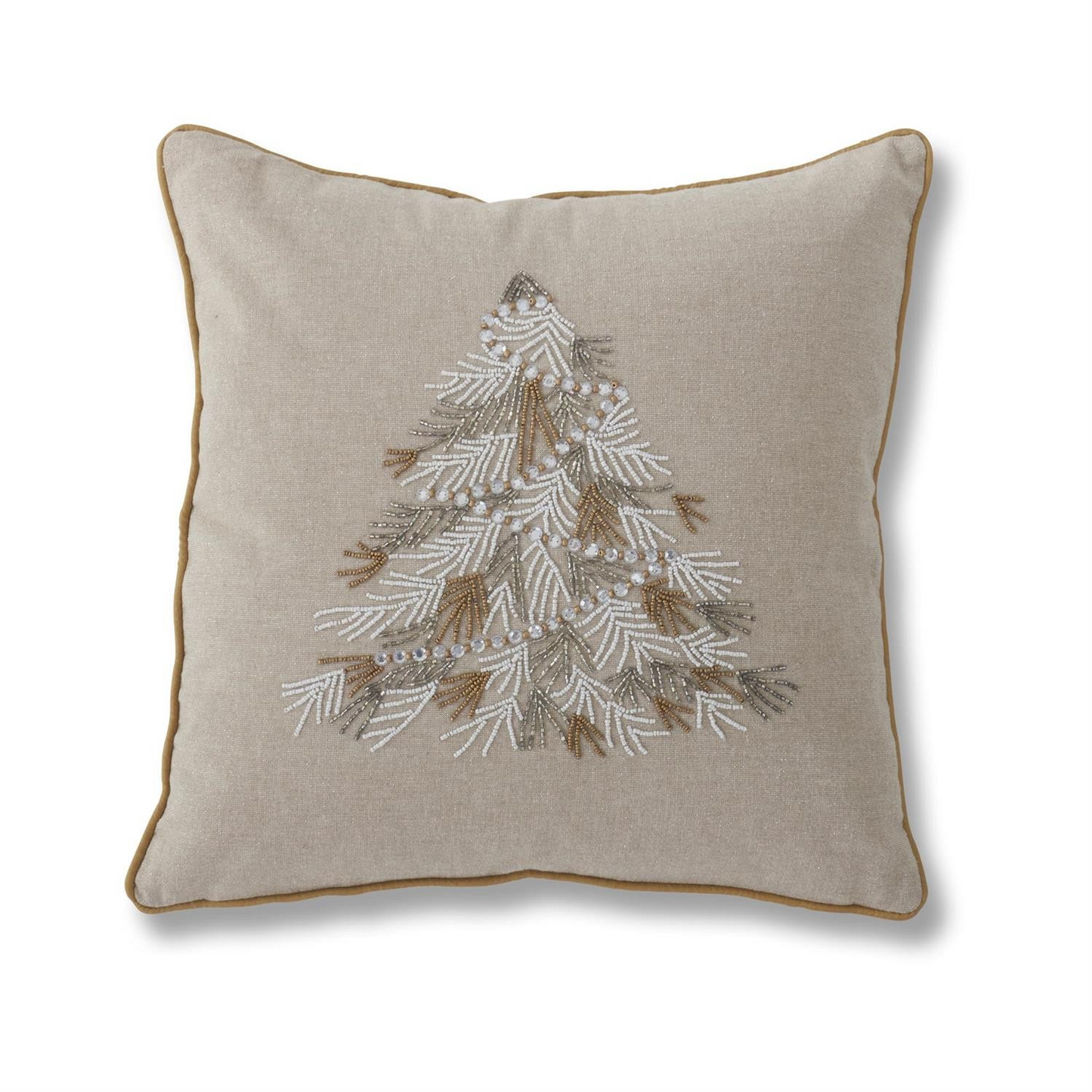 18in Square Cotton Beaded Christmas Tree Pillow - 49th & Magnolia