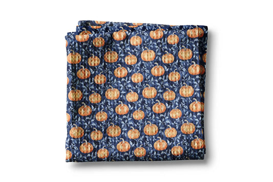 Blue Pumpkin Chinoiserie Fall Coastal Kitchen Towel Waffle by Canary Road