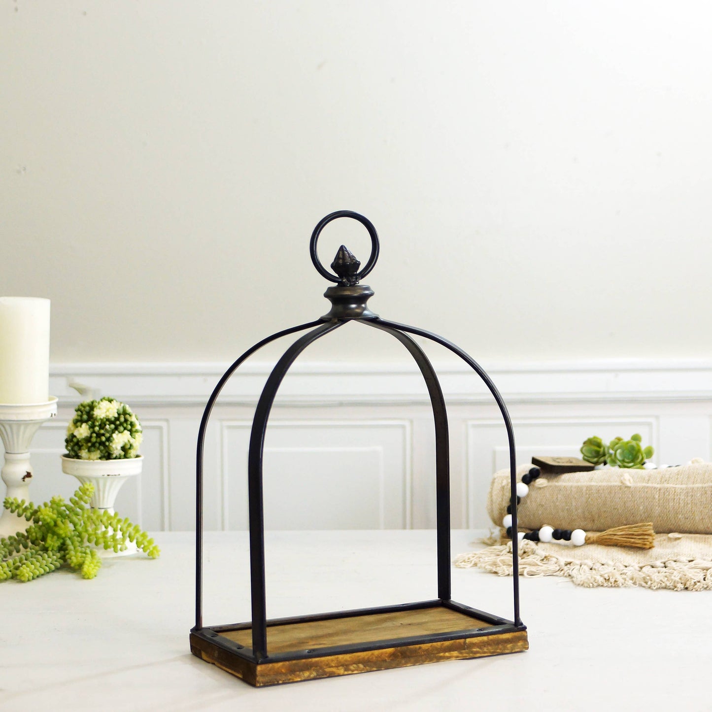 Black Metal and Wood Lanterns
