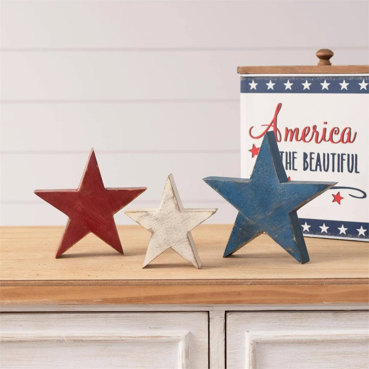 Wooden Star Block Sitter (Set Of 03) by Audrey's Home & Gift