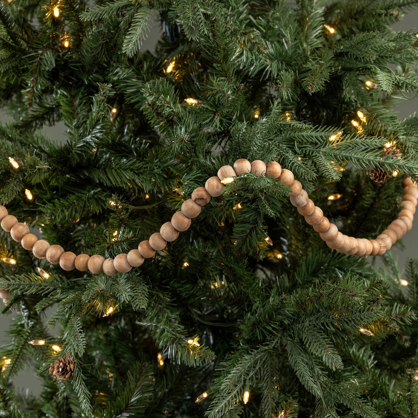 9' MEDIUM ROUND STAINED WOOD BEAD GARLAND - 49th & Magnolia