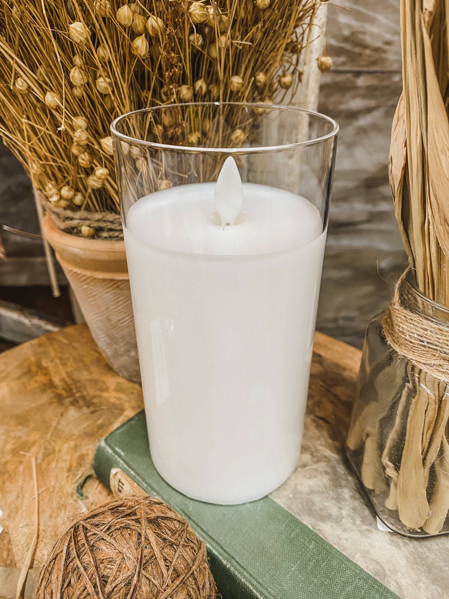 Clear Glass Cylinder Moving Flame LED Candle - 49th & Magnolia
