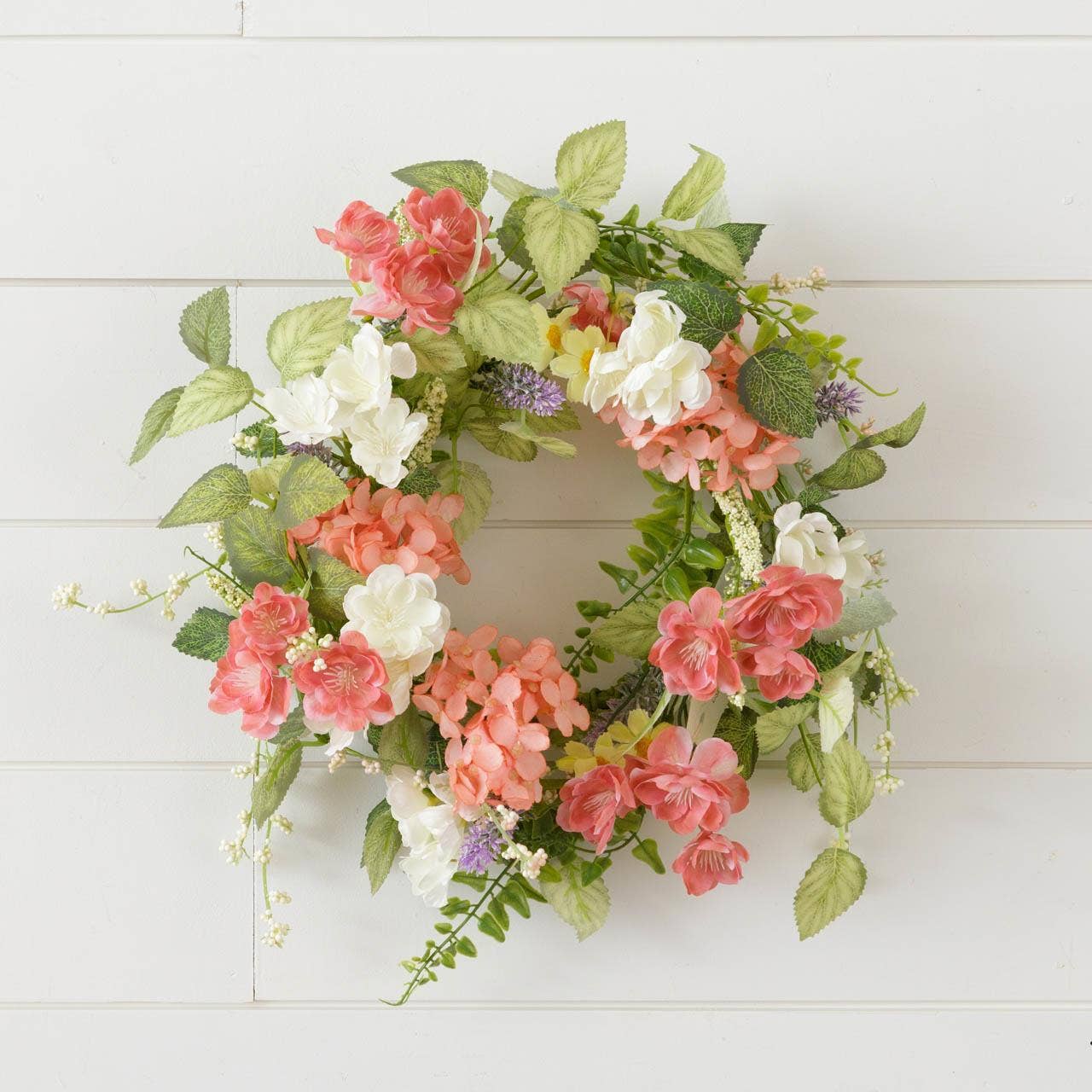 Pink Hydrangea and Wildflowers Candle Ring
