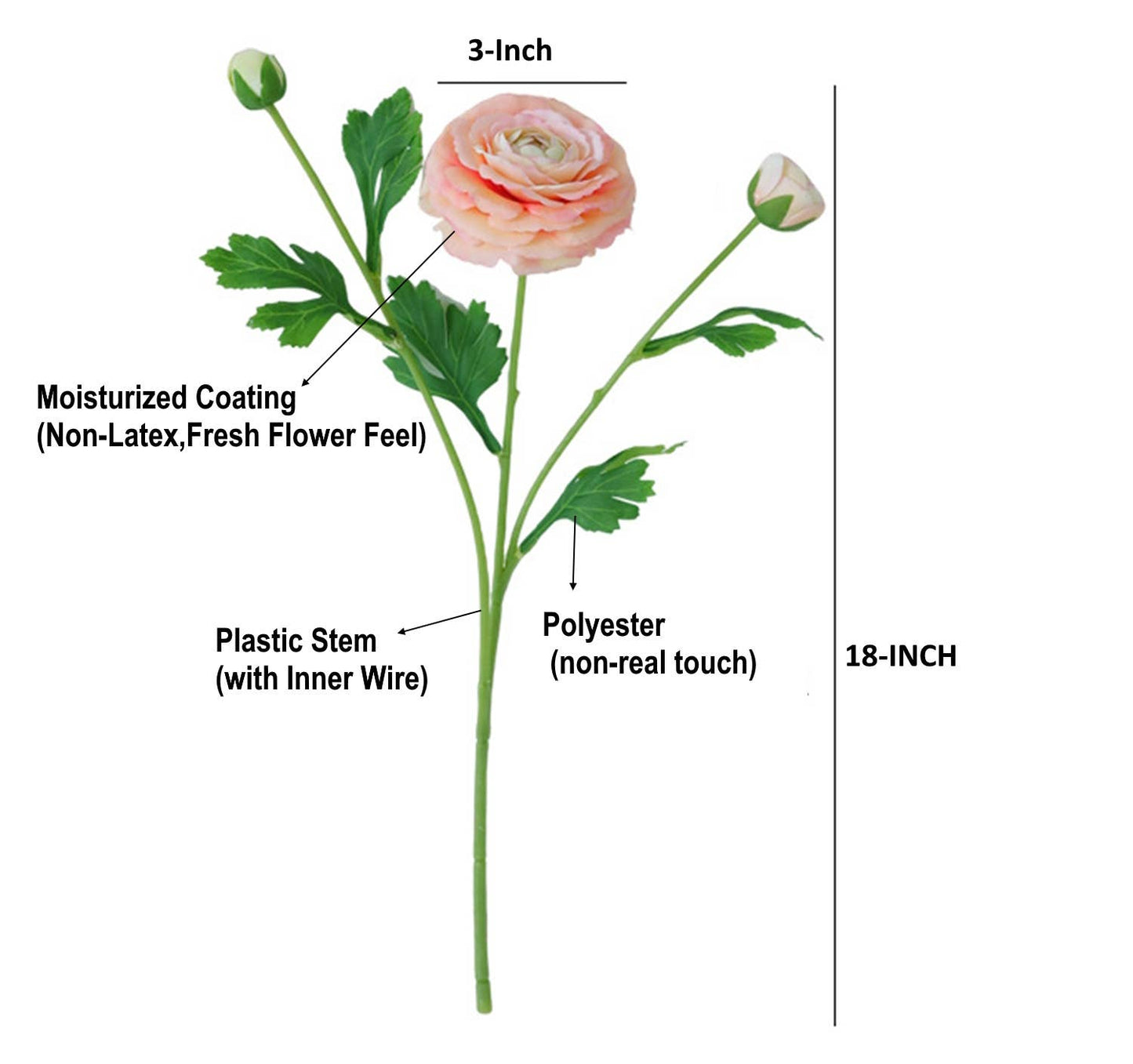18"-Ultra Realistic Artificial Real Touch Ranunculus