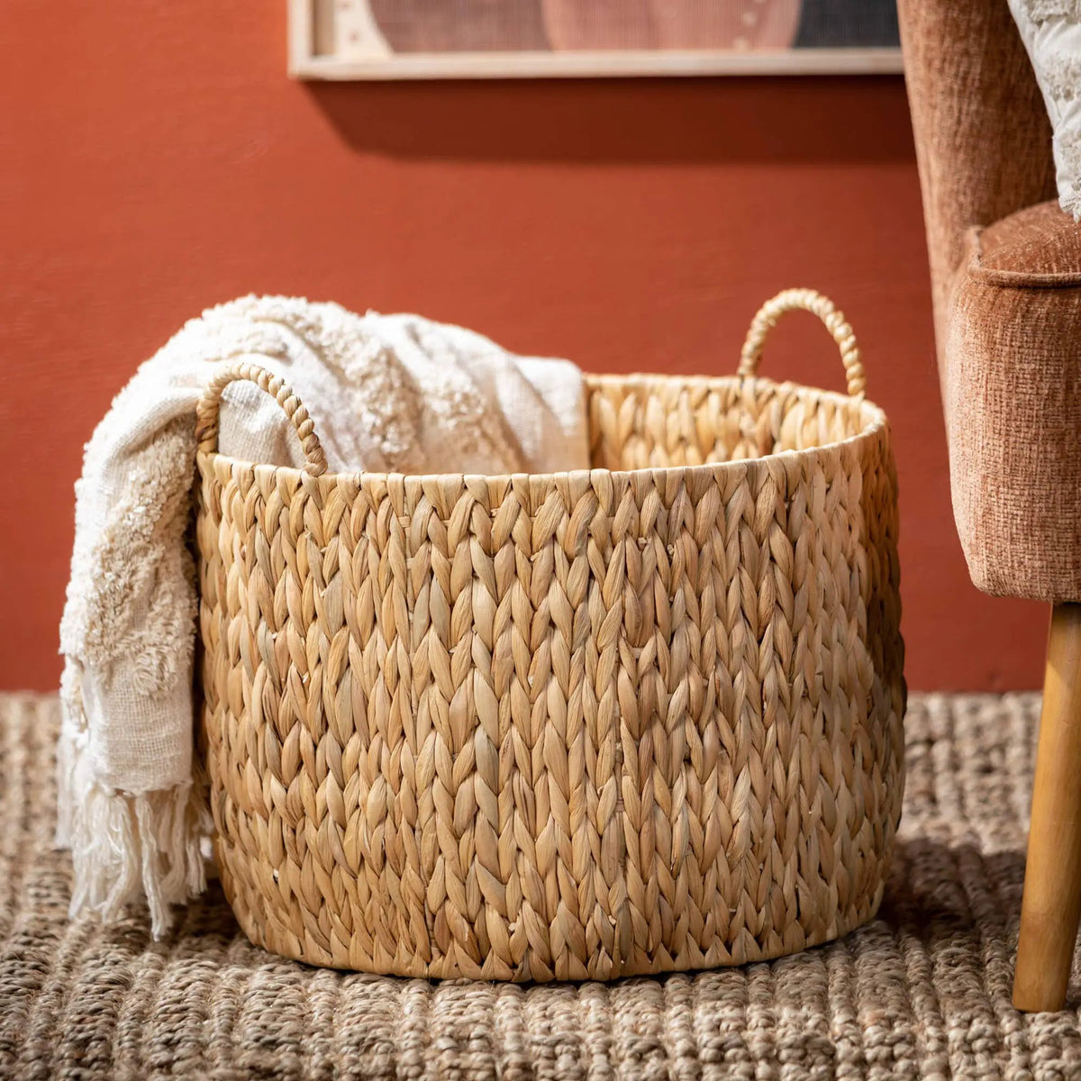HANDCRAFTED FIBER BASKET by Sullivans Home Decor