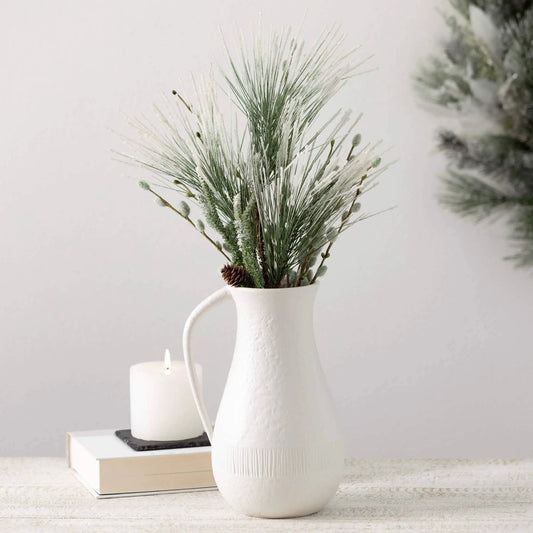WHITE CHIFFON STONE PITCHER by Sullivans Home Decor