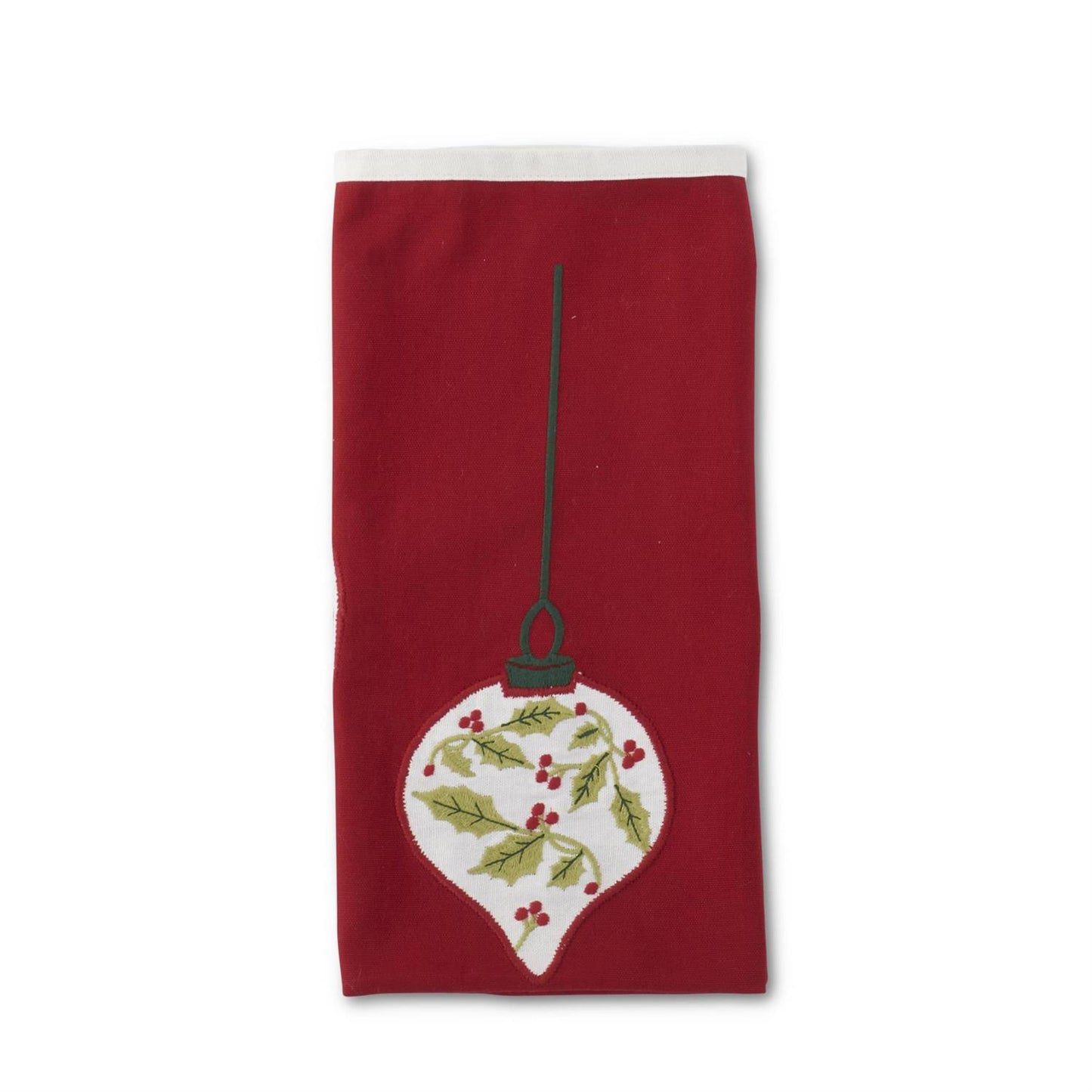 Embroidered Ornaments Red Cotton Towel - 49th & Magnolia