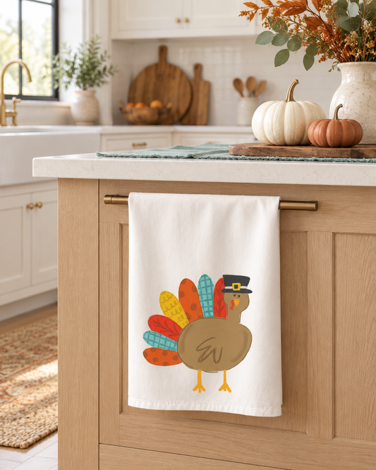 Patchy the Turkey Tea Towel by Doodles By Rebekah