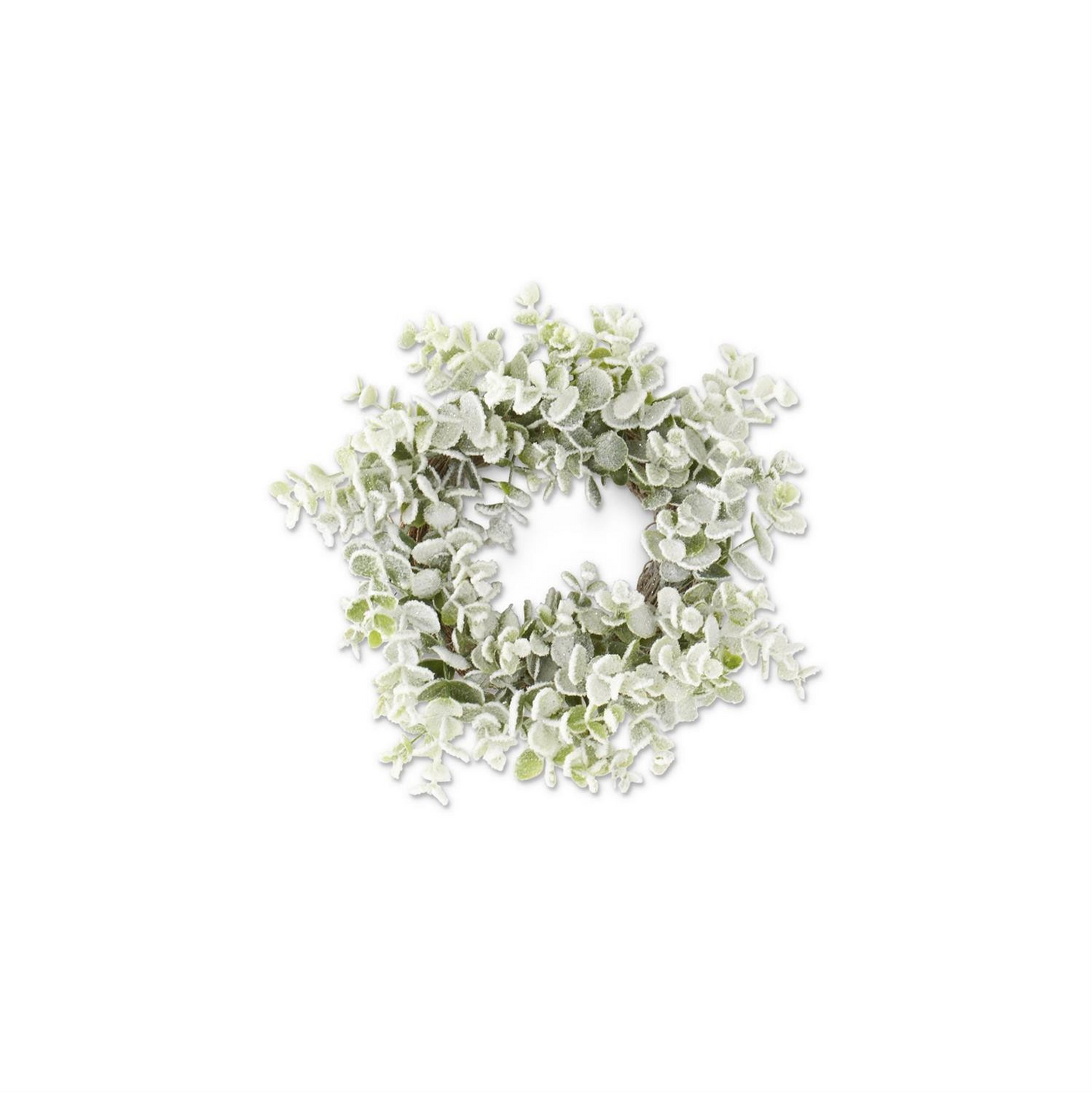 Snowy Flocked Eucalyptus Candle Ring - 49th & Magnolia