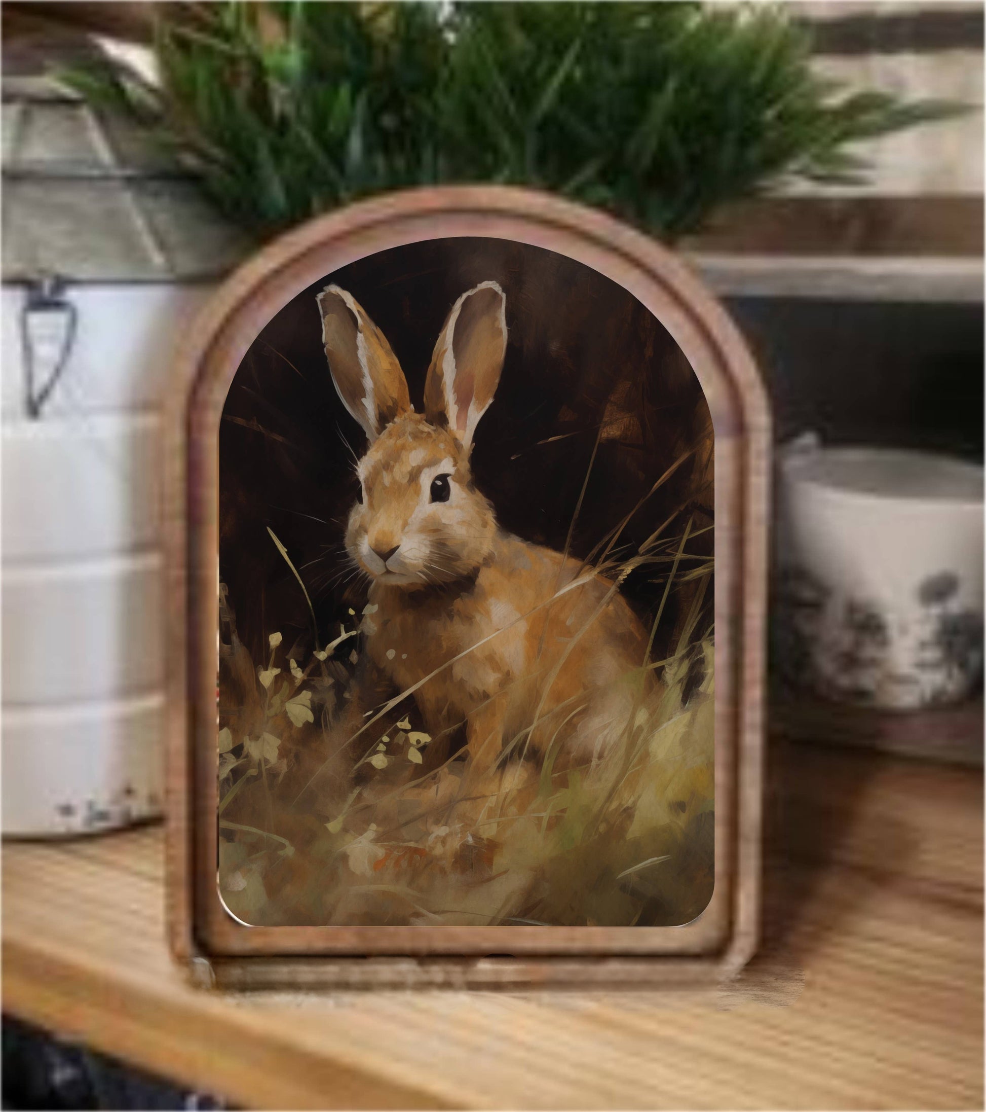 Arch Top Bunny Framed Art - 49th & Magnolia