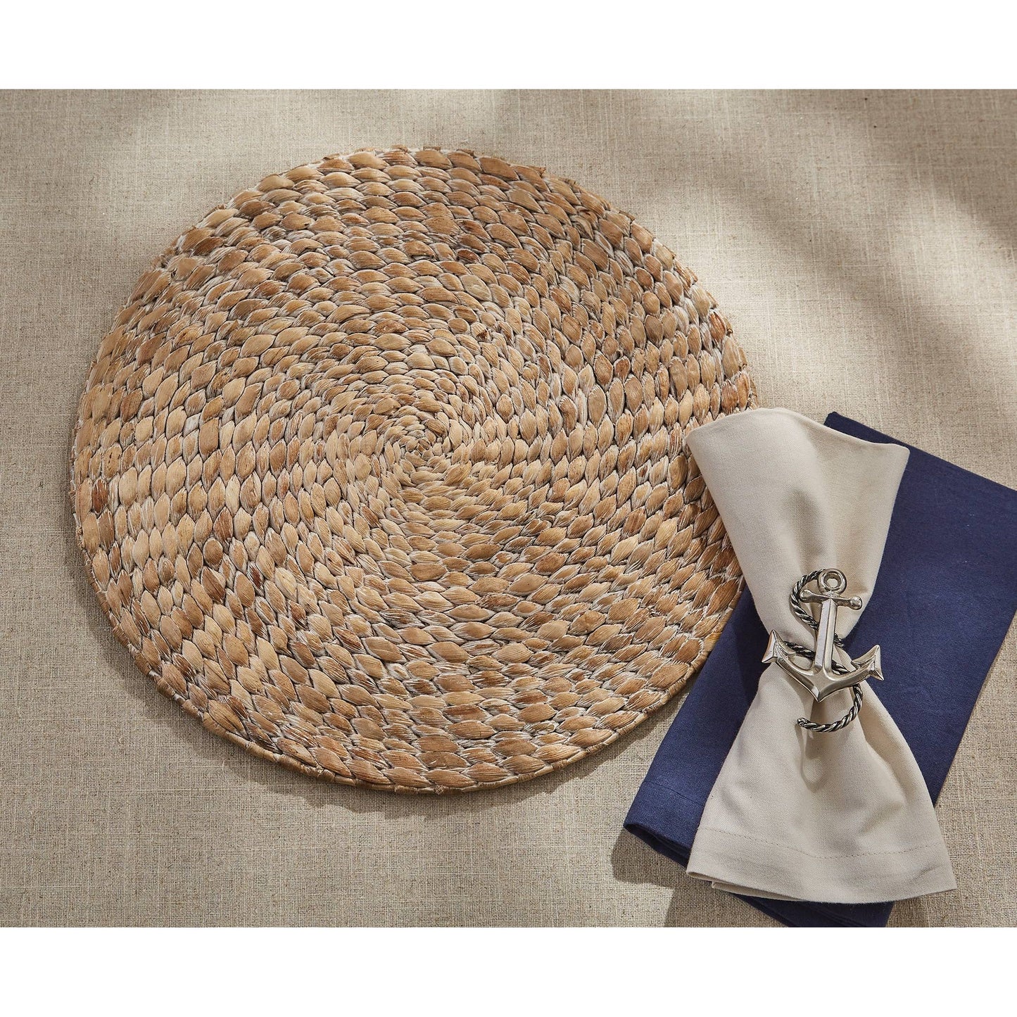 Braided Hyacinth Round Placemat - White