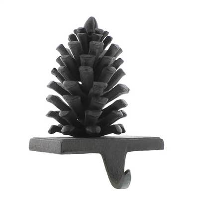 Cast Iron Pinecone Stocking Holder Brown