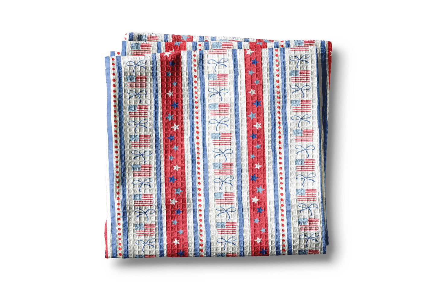 4th July Patriotic Red White Blue Flag Kitchen Towel Waffle