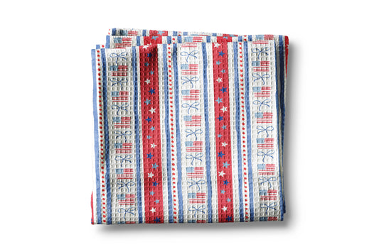 4th July Patriotic Red White Blue Flag Kitchen Towel Waffle