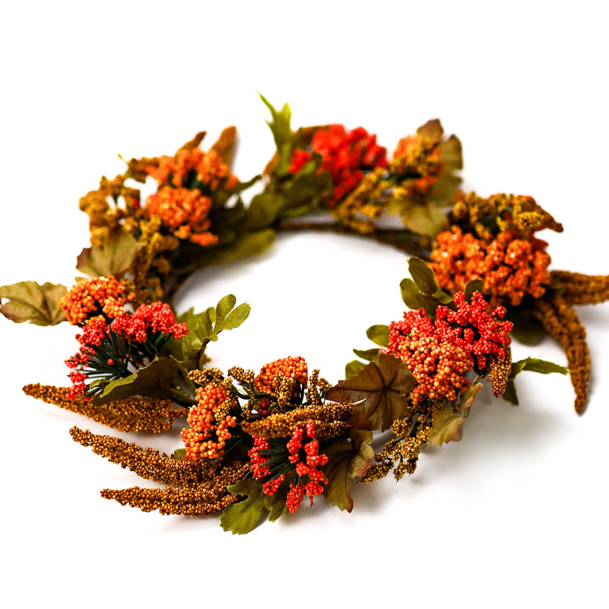 Brown Amaranthus & Foliage Candle Ring