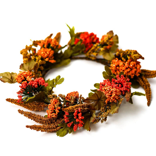 Brown Amaranthus & Foliage Candle Ring by A Cheerful Giver
