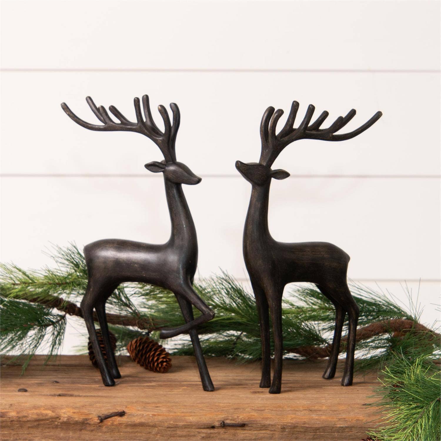 Matte Black Reindeer Figurines (Set of 2) - 49th & Magnolia