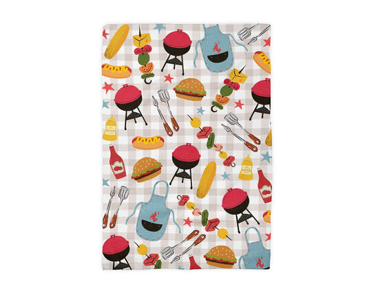 Fathers Day BBQ Grill Kitchen Towel Summer Cookout Gift by Canary Road