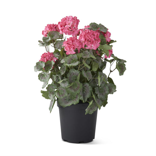 24 Inch Pink Potted Geranium w/Faux Dirt