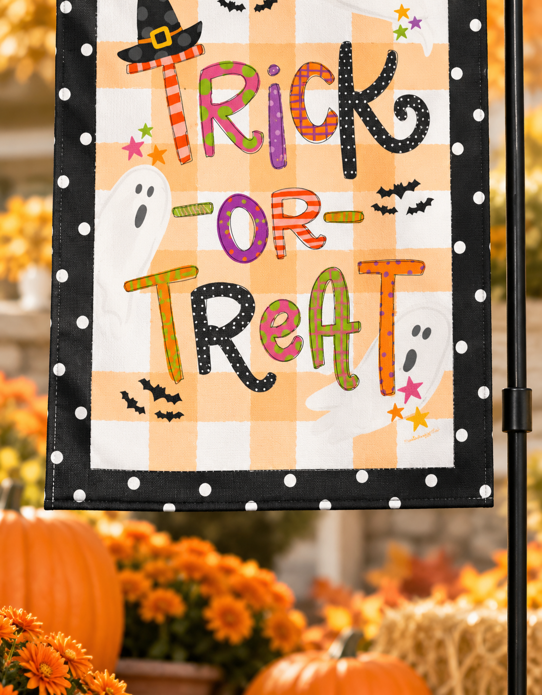 Trick or Treat with Ghosts Garden Flag