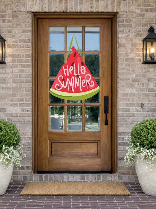 Hello Summer Watermelon Door Hanger by Doodles By Rebekah