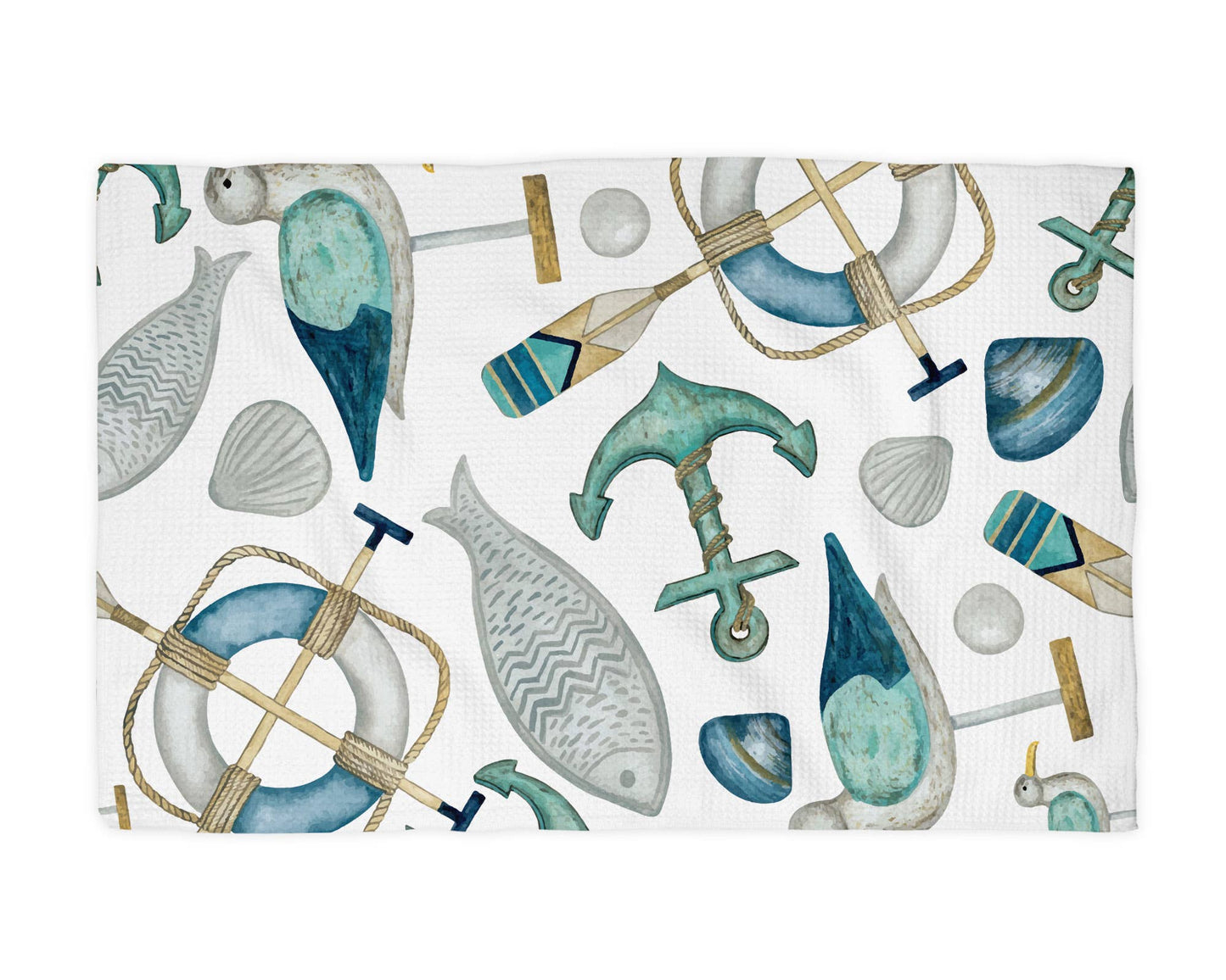 Nautical Anchor Beach Ocean Sea Kitchen Towel Waffle Gift