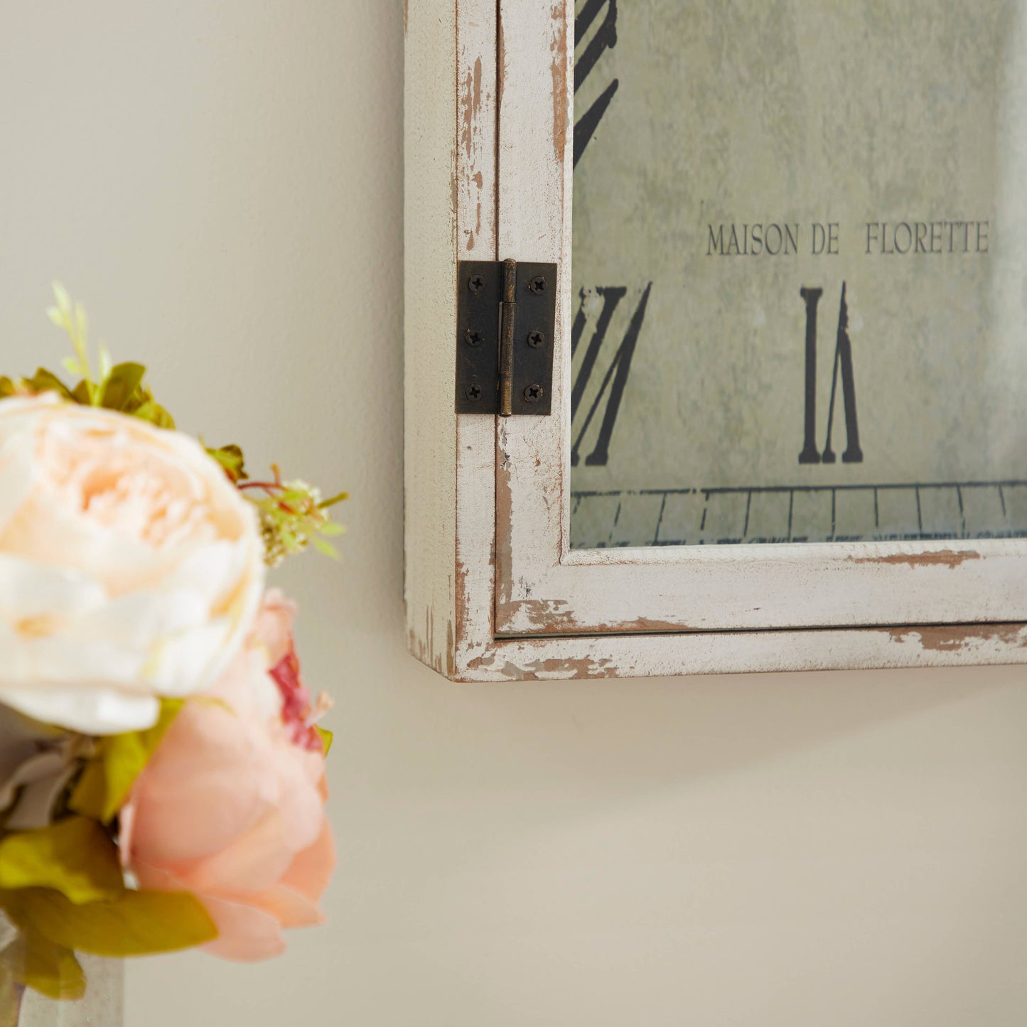 Vintage White Wooden Wall Clock