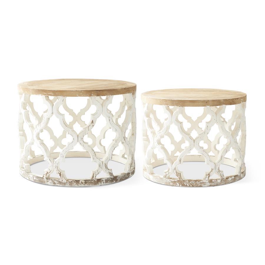 St. Augustine Weathered White Wood Quatrefoil Tables (2 Sizes)