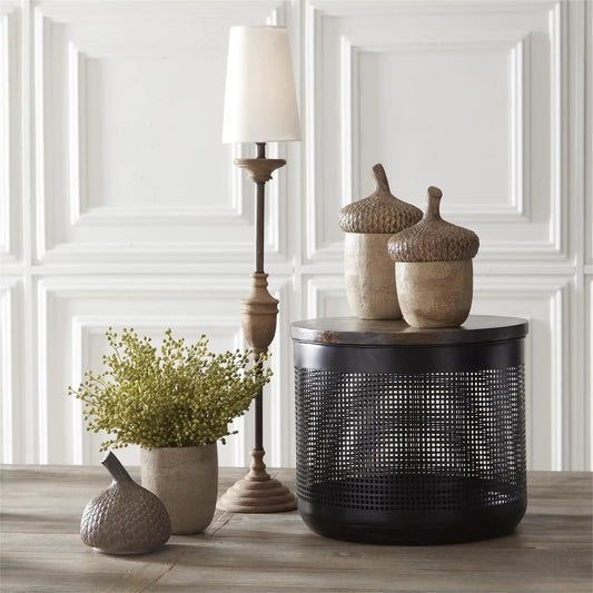 Light Mango Wood & Metal Buffet Lamp by K&K Interiors