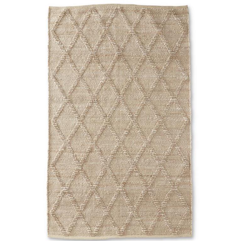 Tan Jute w/Jute Loop Diamond Shuttle Handwoven Rug