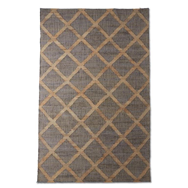 Charcoal Black & Tan Jute Diamond Handwoven Rug