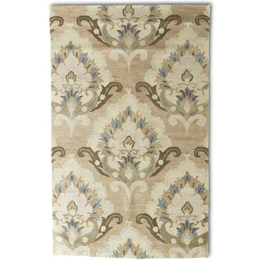 Gray Light Blue & Cream Filigree Floral Hand-Tufted Area Rug (8x10)