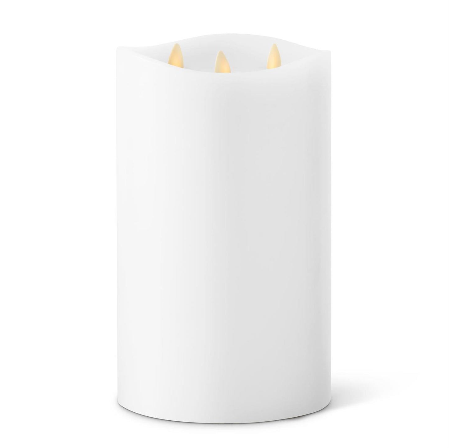 9.75" White Luminara Tri-Flame Pillar