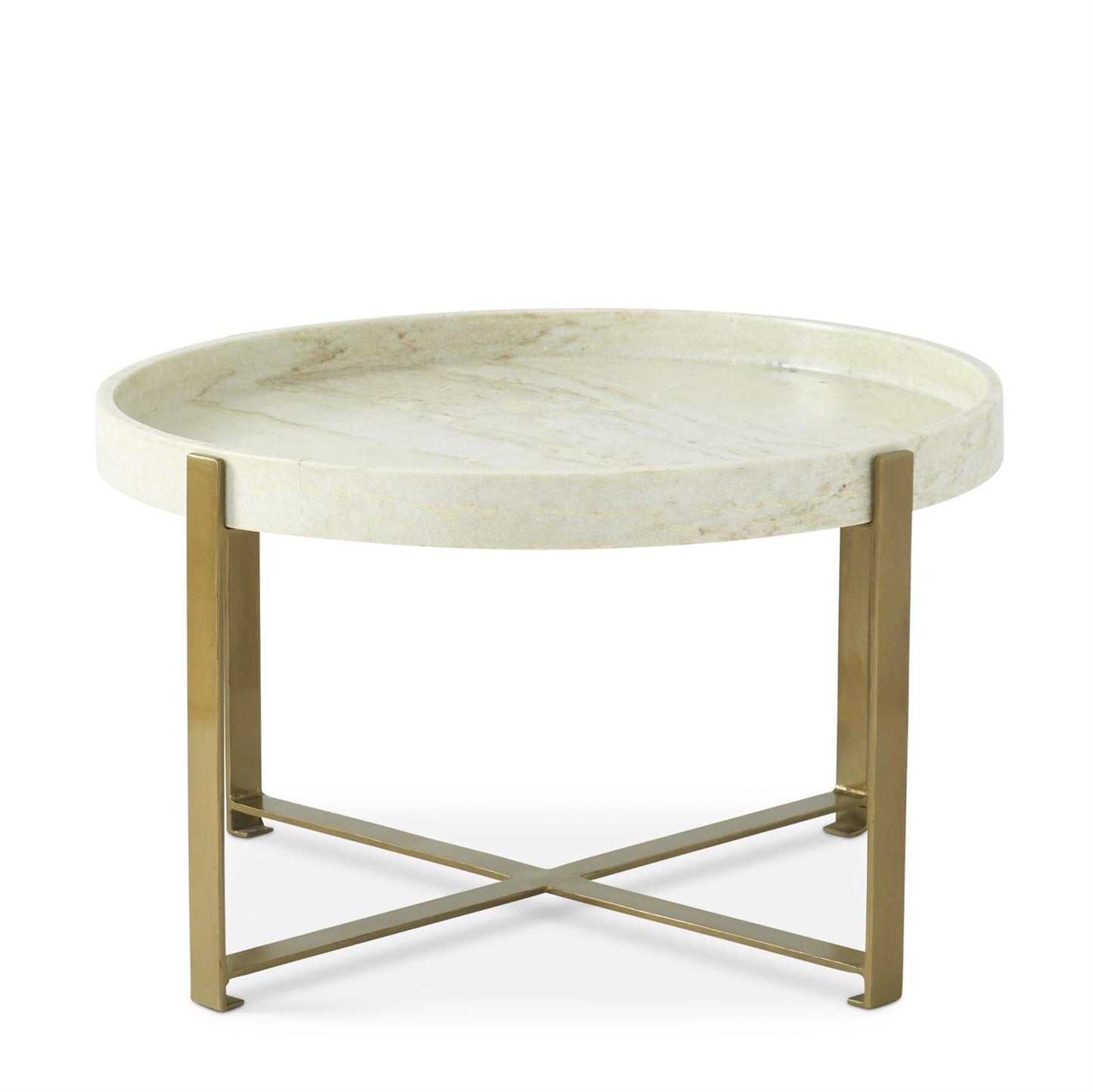 Nashville Round Gold Metal & White Marble Coffee Table