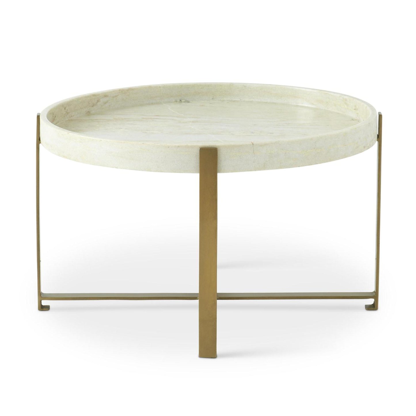 Nashville Round Gold Metal & White Marble Coffee Table